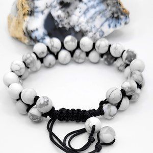 Men's White Howlite Double Drawstring Adjustable Bracelet